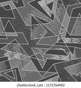 Abstract seamless pattern. Monochrome Grunge repeated backdrop.