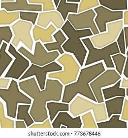 Abstract seamless pattern with monochrome mosaic khaki