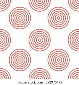 Abstract seamless pattern with monochrome thin concentric circles on white background.