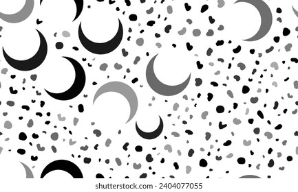Abstract seamless pattern with moon symbols. Creative leopard backdrop. Vector illustration on white background