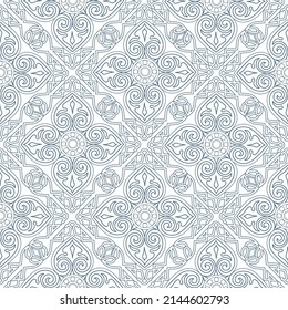 Resumen de un patrón impecable. Fondo ornamental de mosaico floral diagonal. Ornamento de la línea musulmana al estilo árabe