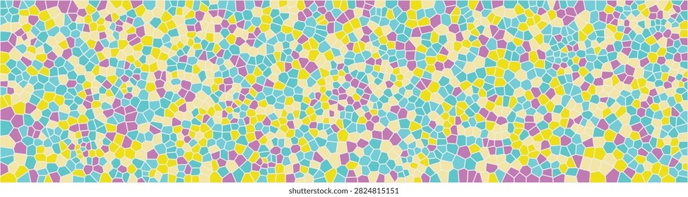 Abstract seamless pattern with mosaic tiles in yellow, turquoise and purple colors