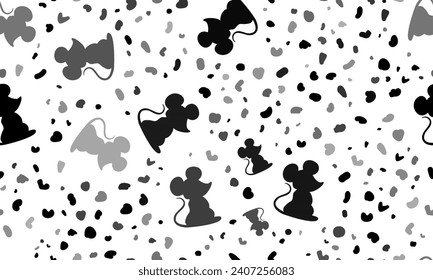 Abstract seamless pattern with mouse symbols. Creative leopard backdrop. Vector illustration on white background