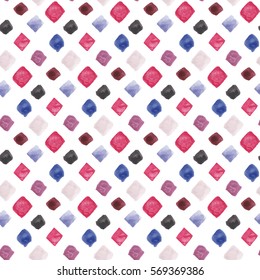 Abstract seamless pattern. Multicolor rhombs ornament. Hand painted watercolor vector elements.  Can be used for web, banner, invitations, cards, gift wrap, clothes design...
