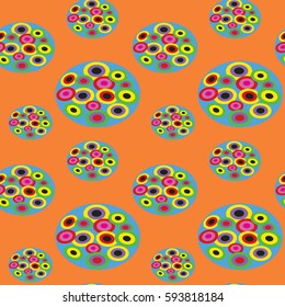 Abstract seamless pattern with a multi-colored concentric circles.