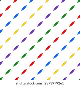 Abstract seamless pattern with multicolored dotted diagonal lines of colored ovals. Can be used for wallpaper, pattern fills, textile, web page background, surface textures