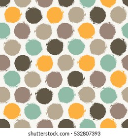 Abstract seamless pattern with multicolored grunge circles on white background
