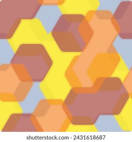 Abstract seamless pattern with multicolored hexagons. Vector design.  Seamless vector pattern.