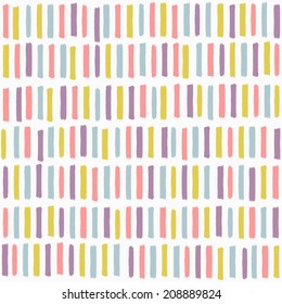 Abstract seamless pattern with multicolored lines. Simple textured background. Vector ornament