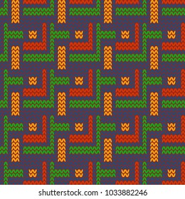 Abstract seamless pattern of multicolored yarns. Geometric texture.