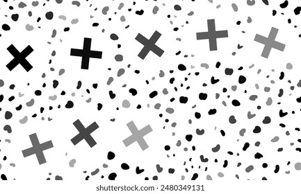 Abstract seamless pattern with multiplication symbols. Creative leopard backdrop. Vector illustration on white background