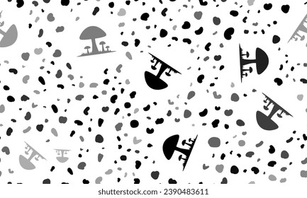 Abstraktes nahtloses Muster mit Pilzsymbolen. Kreative Leopardenhintergründe. Vektorgrafik auf weißem Hintergrund