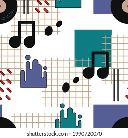 Abstract seamless pattern with music elements - vector illustration for your design