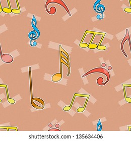 Abstract seamless pattern with music notes.