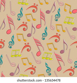 Abstract seamless pattern with music notes.