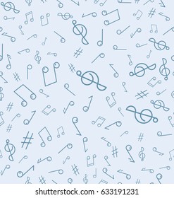 Abstract seamless pattern with music notes. Background vector illustration.