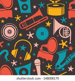 Abstract seamless pattern with musical instrument. 