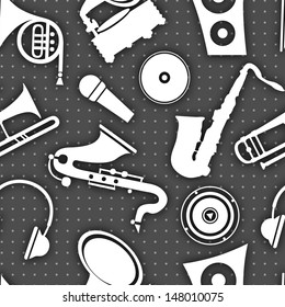 Abstract seamless pattern with musical instrument. 