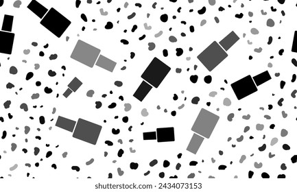 Abstract seamless pattern with nail polish symbols. Creative leopard backdrop. Vector illustration on white background