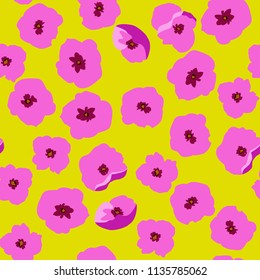 Abstract seamless pattern with naive flowers. Minimal summer trendy floral background in scandinavian style. For textile, wallpaper, surface, print, gift wrap, scrapbooking, decoupage