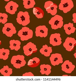 Abstract seamless pattern with naive flowers. Minimal summer trendy floral background in scandinavian style. For textile, wallpaper, surface, print, gift wrap, scrapbooking, decoupage