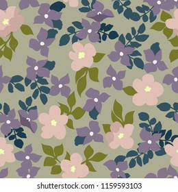 Abstract seamless pattern with naive flowers. Minimal summer trendy floral background in scandinavian style. For textile, wallpaper, surface, print, gift wrap, scrapbooking, decoupage. Shabby chic