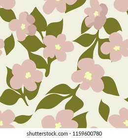 Abstract seamless pattern with naive flowers. Minimal summer trendy floral background in scandinavian style. For textile, wallpaper, surface, print, gift wrap, scrapbooking, decoupage. Shabby chic