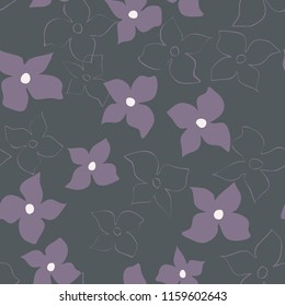 Abstract seamless pattern with naive flowers. Minimal summer trendy floral background in scandinavian style. For textile, wallpaper, surface, print, gift wrap, scrapbooking, decoupage. Shabby chic