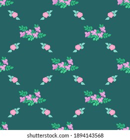 Resumen de un patrón sin fisuras con flores ingenuas. En verano, el fondo floral de moda es minimalista, de estilo retro. Para textiles, papel pintado, superficie, impresión, envoltura de regalo, reserva de chatarra, desconexión