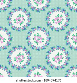 Abstract seamless pattern with naive flowers. Minimal summer trendy floral background in retro style. For textile, wallpaper, surface, print, gift wrap, scrapbooking, decoupage