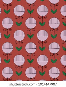 Abstract seamless pattern with naive flowers. 