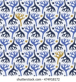 Abstract seamless pattern with natural motifs. Hand-drawn vector illustration