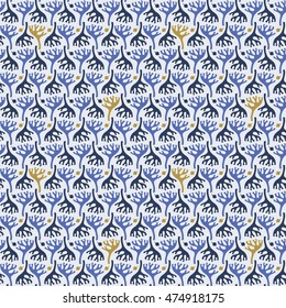 Abstract seamless pattern with natural motifs. Hand-drawn vector illustration