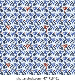 Abstract seamless pattern with natural motifs. Hand-drawn vector illustration