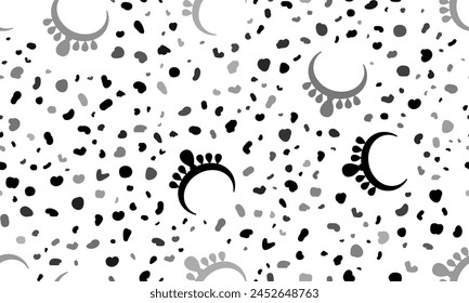 Abstract seamless pattern with necklace symbols. Creative leopard backdrop. Vector illustration on white background