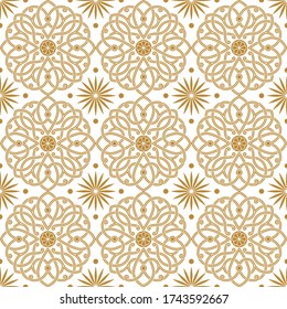 Abstract seamless pattern in neo-Byzantine style. Vector background.