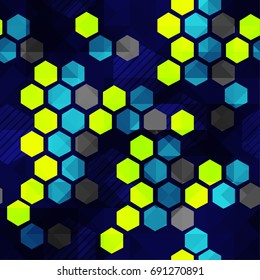 Patrón abstracto sin fisuras en colores de neón para textiles y tejidos, ropa, tela, papel de envoltura, impresión. Patrón urbano oscuro para niños y niñas