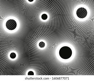 abstract seamless pattern net of curved lines in black and white