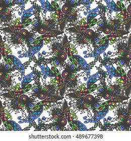 Abstract seamless pattern for new design work with handmade doodle. Zentangle inspired art style.