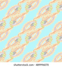 Abstract seamless pattern for new design work with handmade doodle. Zentangle inspired art style.