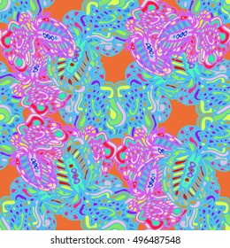 Abstract seamless pattern for new design work with handmade doodle. Zentangle inspired art style.