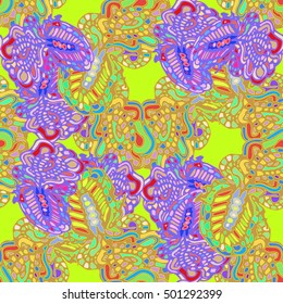 Abstract seamless pattern for new design work with handmade doodle. Zentangle inspired art style.