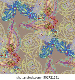 Abstract seamless pattern for new design work with handmade doodle. Zentangle inspired art style.