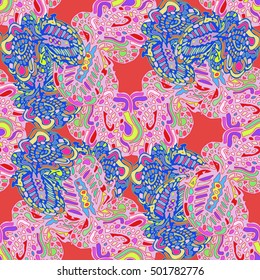 Abstract seamless pattern for new design work with handmade doodle. Zentangle inspired art style.