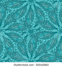 Abstract seamless pattern for new design work with handmade doodle. Zentangle inspired art style.