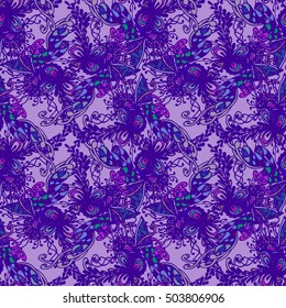 Abstract seamless pattern for new design work with handmade doodle. Zentangle inspired art style.