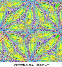 Abstract seamless pattern for new design work with handmade doodle. Zentangle inspired art style.