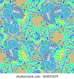 Abstract seamless pattern for new design work with handmade doodle. Zentangle inspired art style.