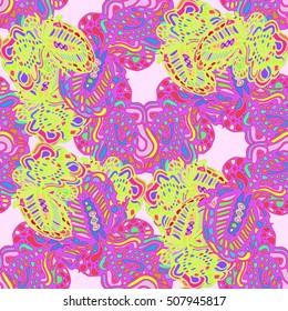 Abstract seamless pattern for new design work with handmade doodle. Zentangle inspired art style.