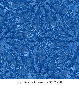 Abstract seamless pattern for new design work with handmade doodle. Zentangle inspired art style.